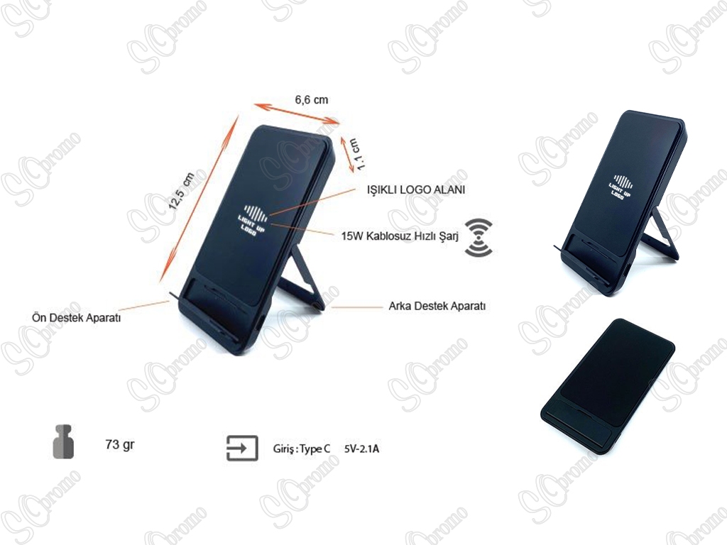 IŞIKLI KABLOSUZ SARJ CİHAZI 15W HIZLI SARJ